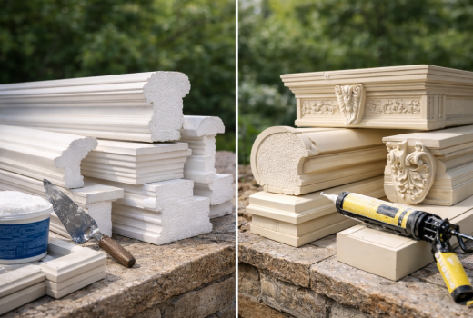 Profile decorative EPS vs poliuretan: ce alegi pentru clima din Romania.