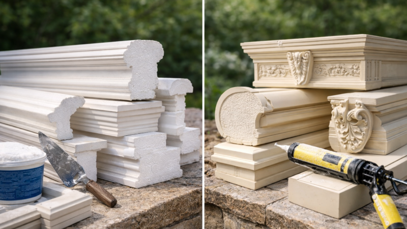 Profile decorative EPS vs poliuretan: ce alegi pentru clima din Romania.