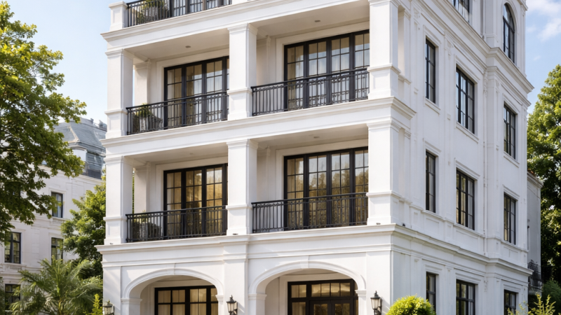 Fațade albe în 2026. Cum obții contrast elegant cu profile și muchii curate