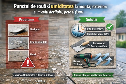 Punctul de rouă și umiditatea la montaj exterior: cum eviți dezlipiri, pete și fisuri.