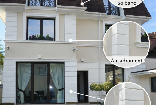 Fațadă “gata” din detalii: solbanc + ancadrament + colțar