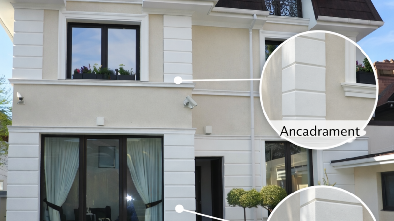 Fațadă “gata” din detalii: solbanc + ancadrament + colțar